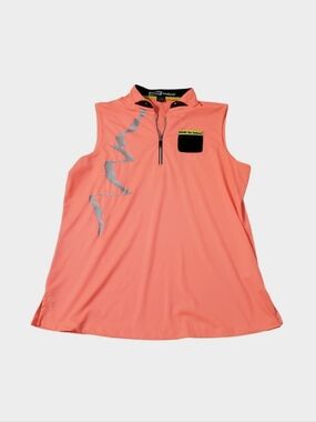 Jamie Sadock Women's Neon Pink Quarter Zip Sleeveless Tennis Golf Top Large
